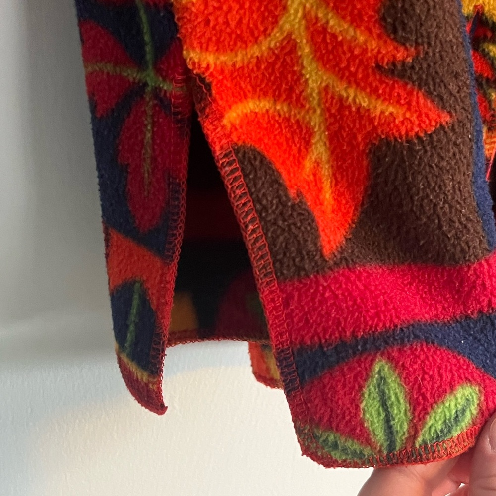 Colorful Leaf Pattern Fleece Button Down - image 2